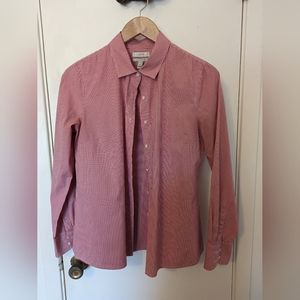 J. Crew red & white mini-check cotton shirt size 6
